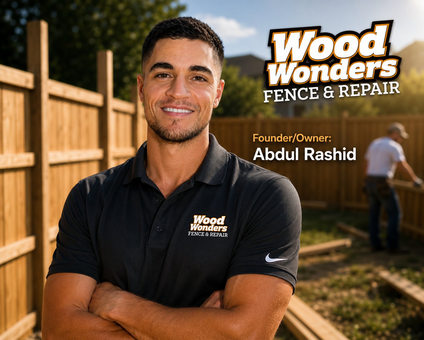 Abdul Rashid, owner of Wood Wonders Fence & Repair, on a job site in North Texas
